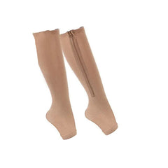 Zipper Compression Socks – Open-Toe Knee-High Anti-Fatigue Leg Support