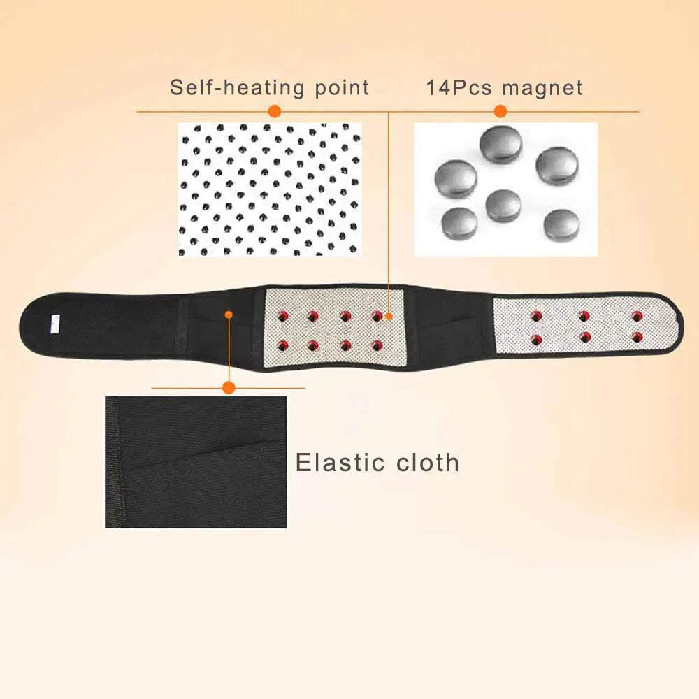 Tourmaline Self-Heating Magnetic Back Support Belt – Lumbar Pain Relief Brace