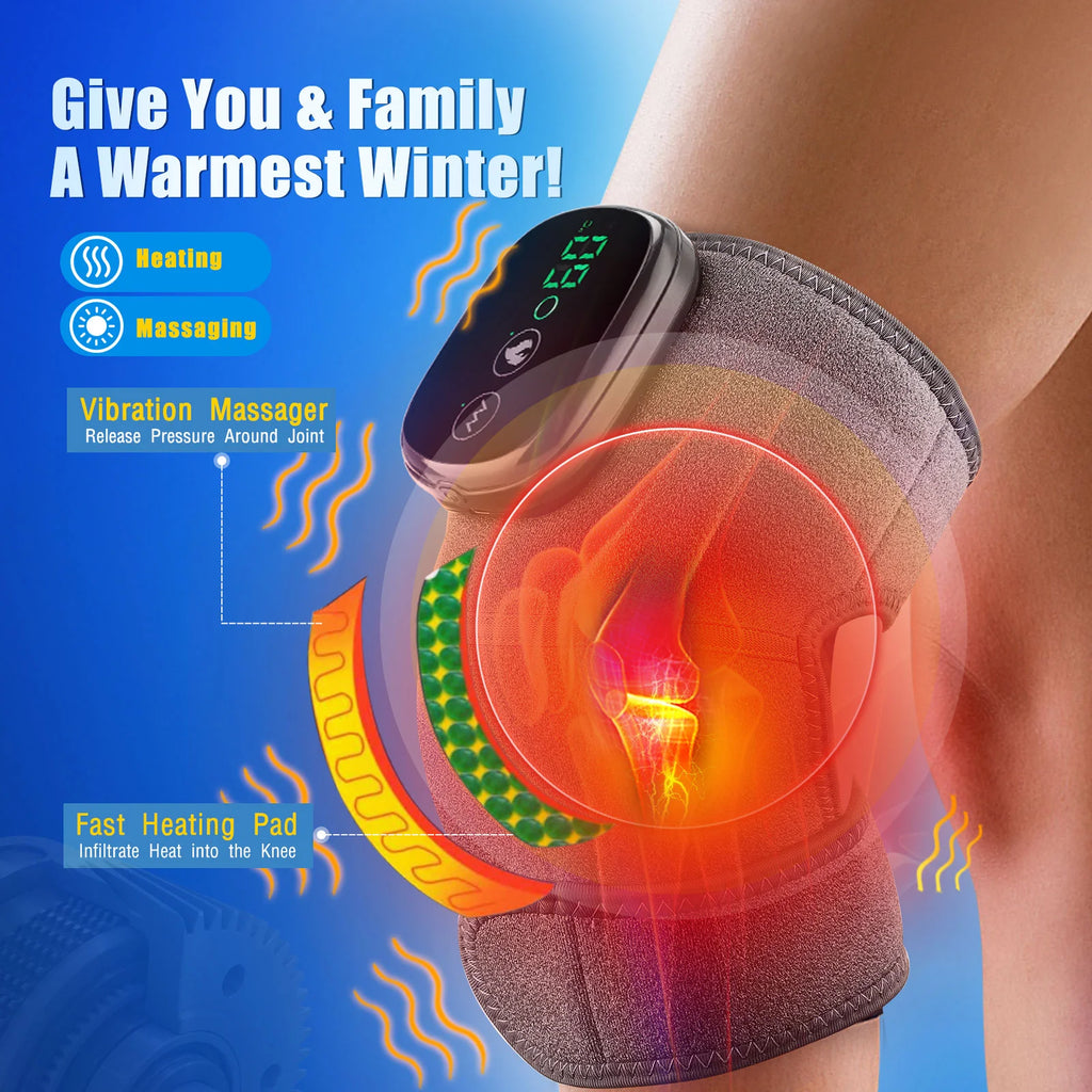 Electric Knee Pad Massager – Fast Heating Vibration with 5000mAh Battery for Knee, Shoulder & Elbow Joint Relief