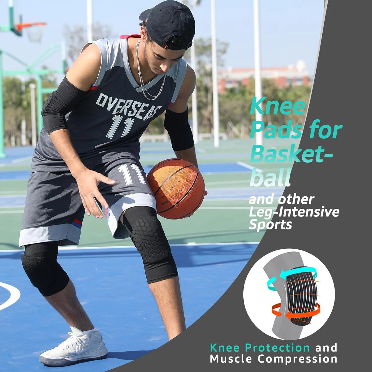 Honeycomb Compression Knee Pads – Shock-Absorbing Sports Sleeve for Basketball & Volleyball