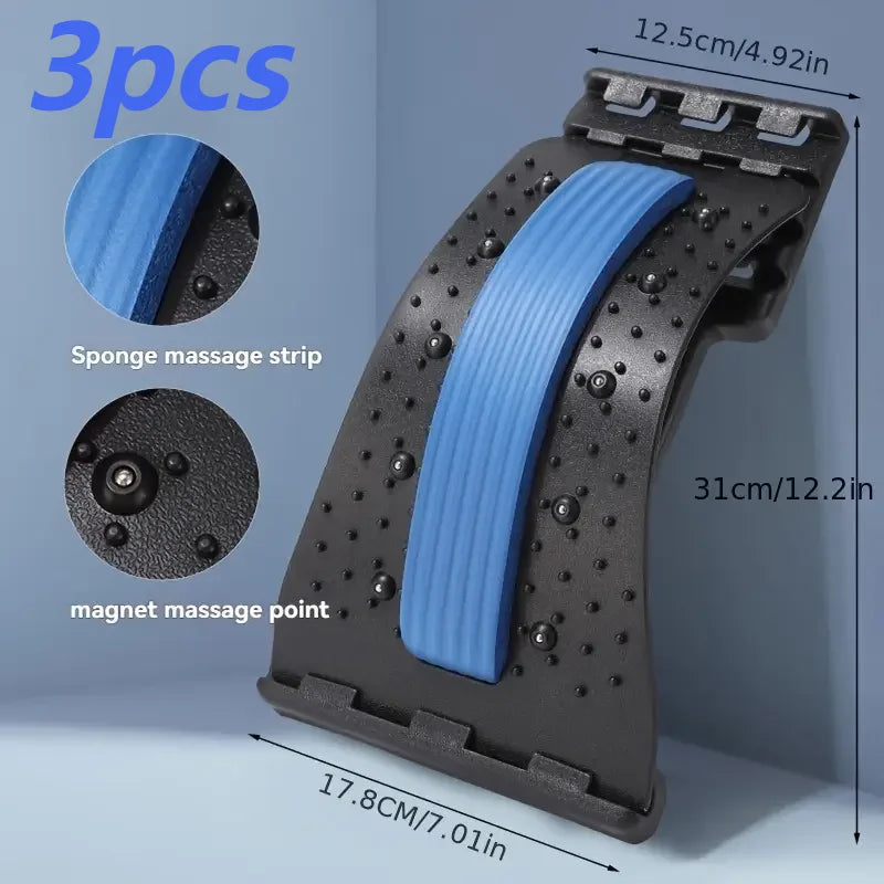 3-Level Adjustable Back Stretcher – Lumbar Cracker Board & Spine Decompression Device for Lower Back Pain