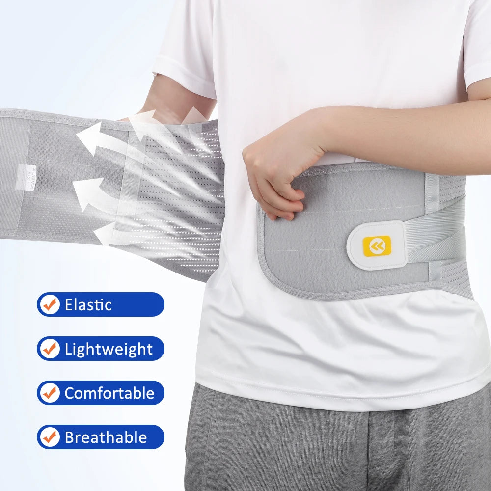 Adjustable Lumbar Support Brace Belt – 4-Plate Back Support with Pad for Men & Women