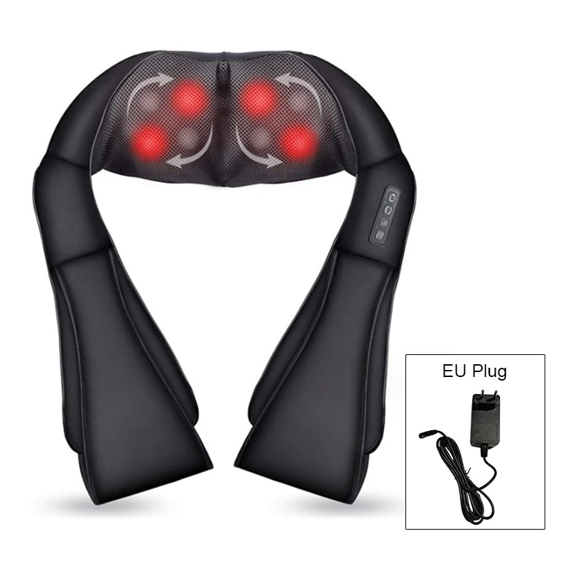 Shiatsu Heated Neck & Shoulder Massager Pillow – Deep Kneading Electric Body Massage