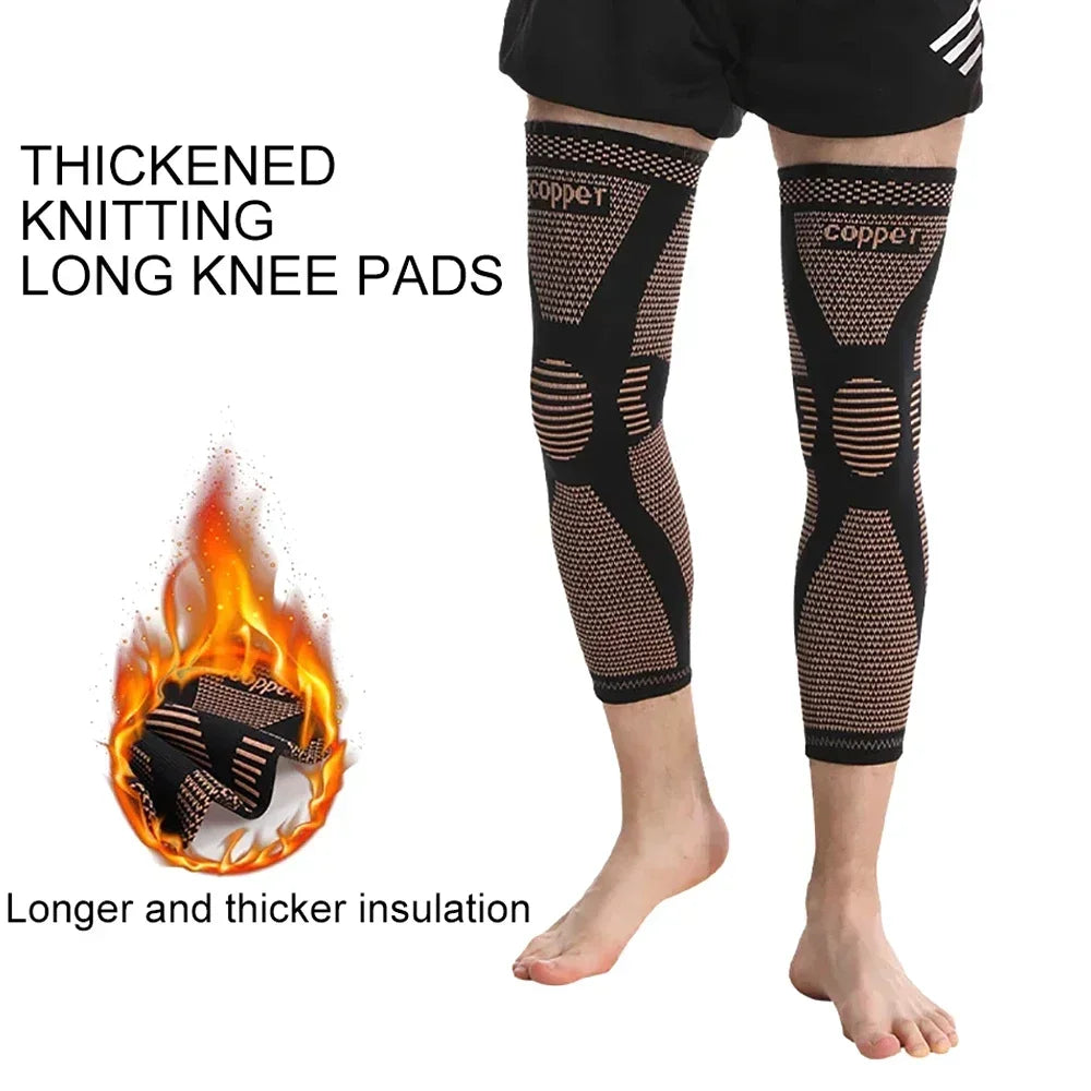 Copper-Infused Full Leg Compression Sleeve – Knee & Calf Support for Sports & Recovery
