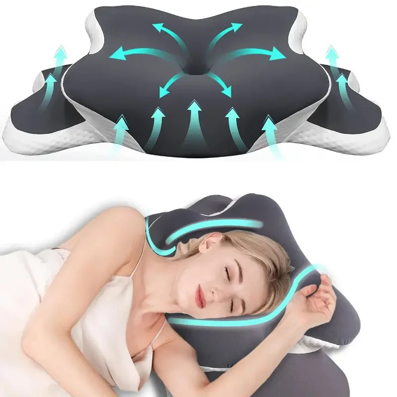 HEALTENCE Memory Foam Butterfly Neck Pillow – C-Shaped Adjustable Support
