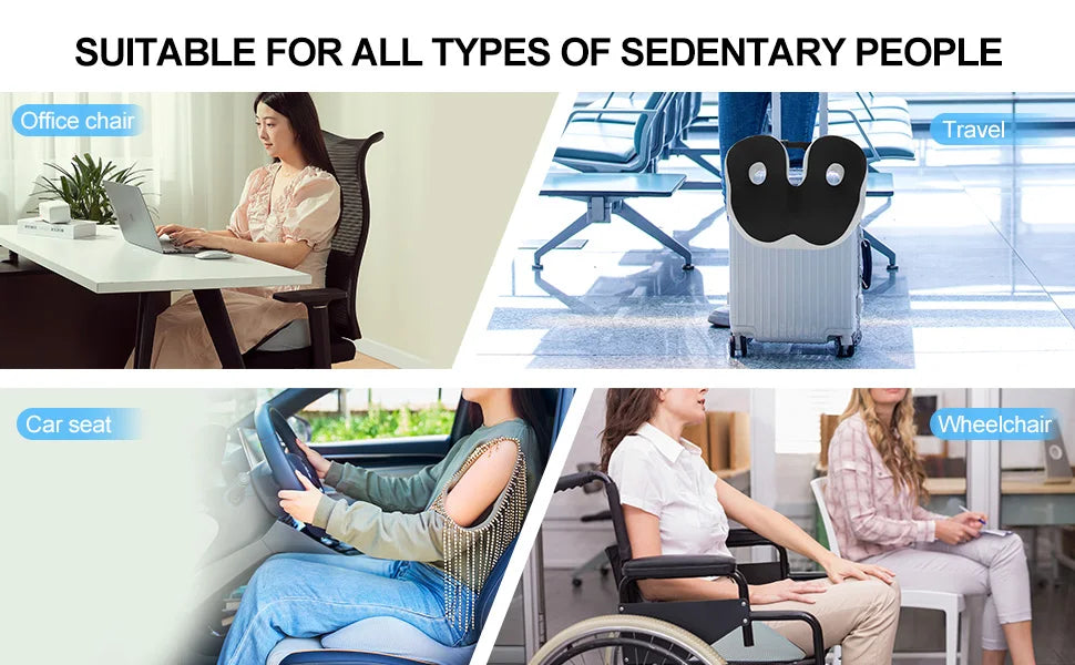 Large Memory Foam Seat Cushion – Sciatica & Tailbone Pain Relief, Non-Slip