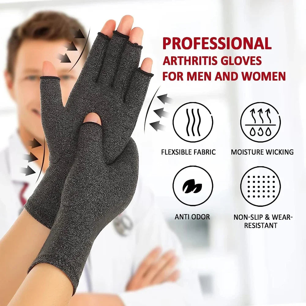 GOMOREON Arthritis Compression Gloves – Fingerless Hand & Thumb Support for Carpal Tunnel, Rheumatoid & Tendonitis