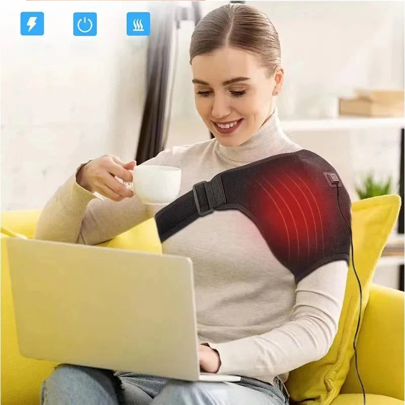 Electric Heated Shoulder Massage Brace – 3-Gear Warming Vibration Support Wrap
