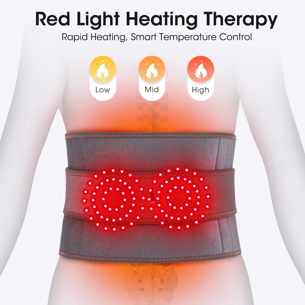 Cordless Hot Waist Belt Massager – Heated Vibration Lumbar Support Brace for Lower Back Pain Relief