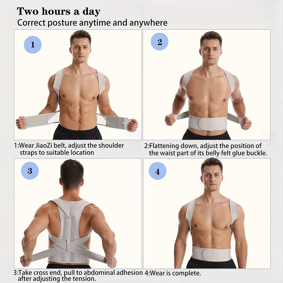 Adjustable Back Posture Corrector With Breathable Shoulder And Waist Support Straps For Boys And Girls To Relieve Back Pain