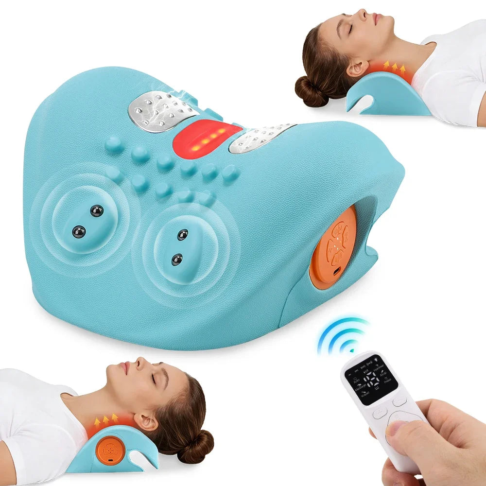 Electric Neck & Shoulder Heating Massager – 6-Mode Cervical Traction & Back Neck Stretcher Pillow