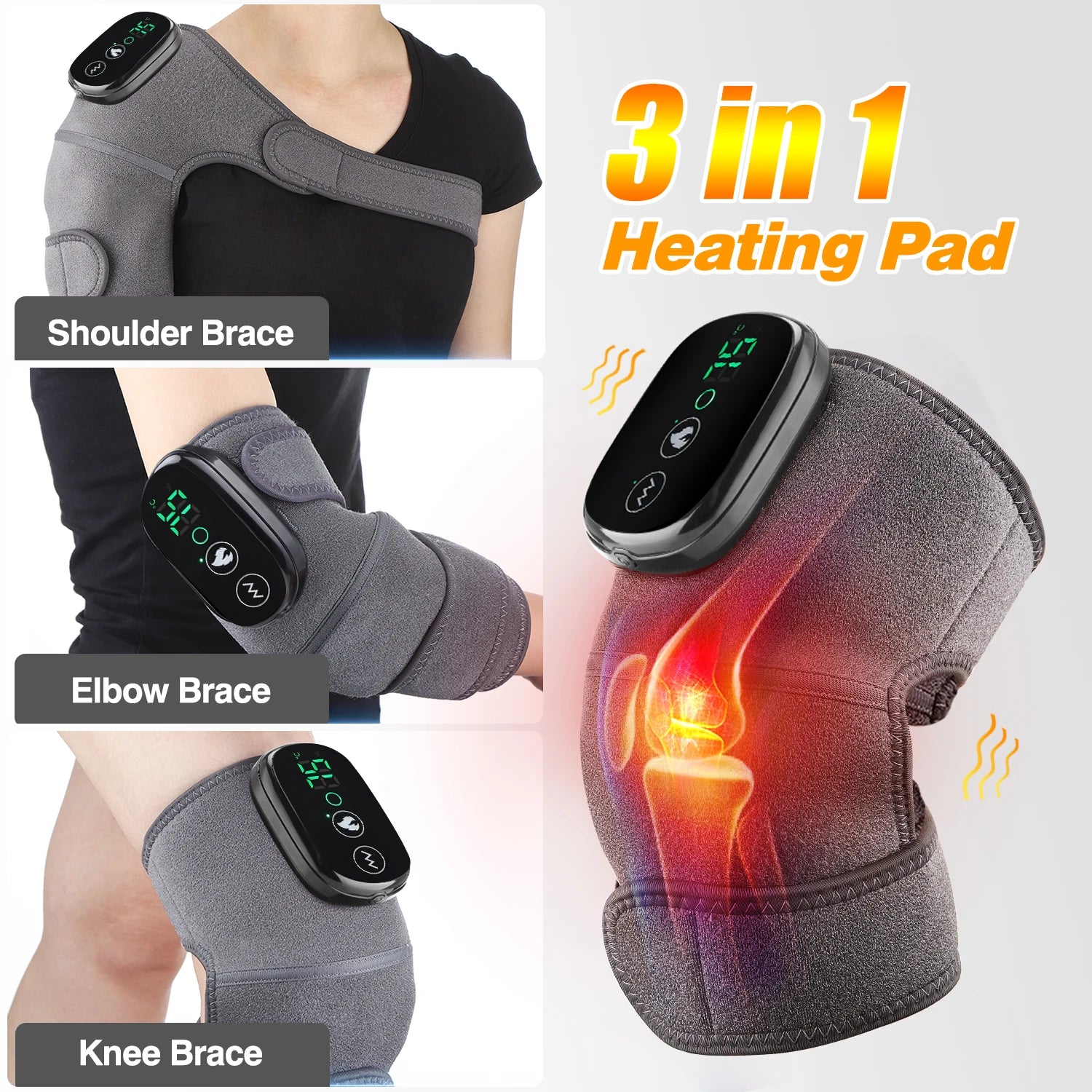 Electric Knee Pad Massager – Fast Heating Vibration with 5000mAh Battery for Knee, Shoulder & Elbow Joint Relief