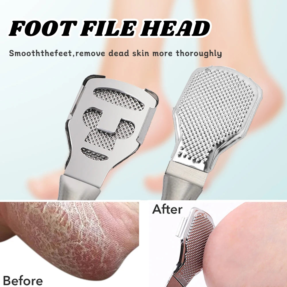 Foot Razor Callus Remover Kit – Stainless Steel Heel & Hard Skin Corn Shaver with Wood Handle & 10 Blades