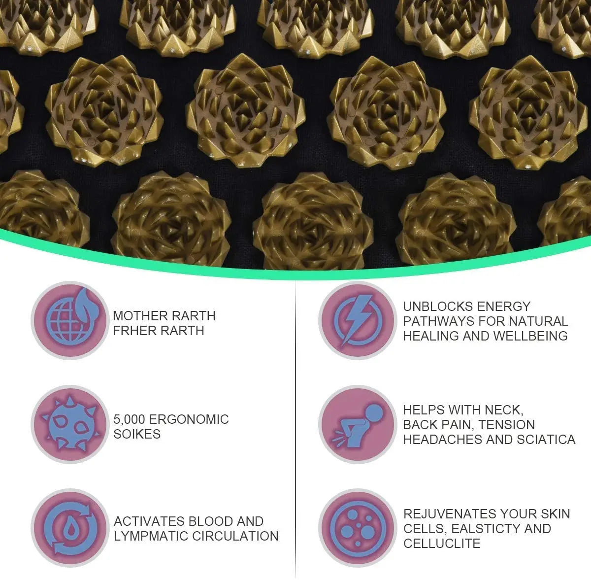 Pranamat Eco Lotus Spike Acupressure Mat – Kuznetsov’s Applicator for Neck, Foot, Back & Yoga Massage