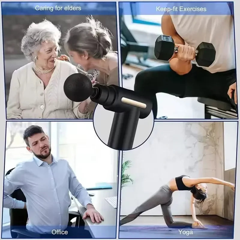 Fascial Percussion Massage Gun – LED Touch Screen with 4 Replaceable Heads for Body Relaxation