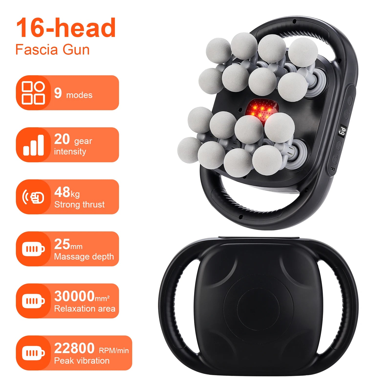 16-Head Fascia Gun – High-Frequency Vibration Body Massage Gun for Waist, Back, Neck & Shoulder Muscle Relief