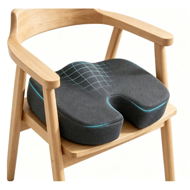 HEALTENCE Memory Foam Chair Cushion – Ergonomic Hip & Back Support