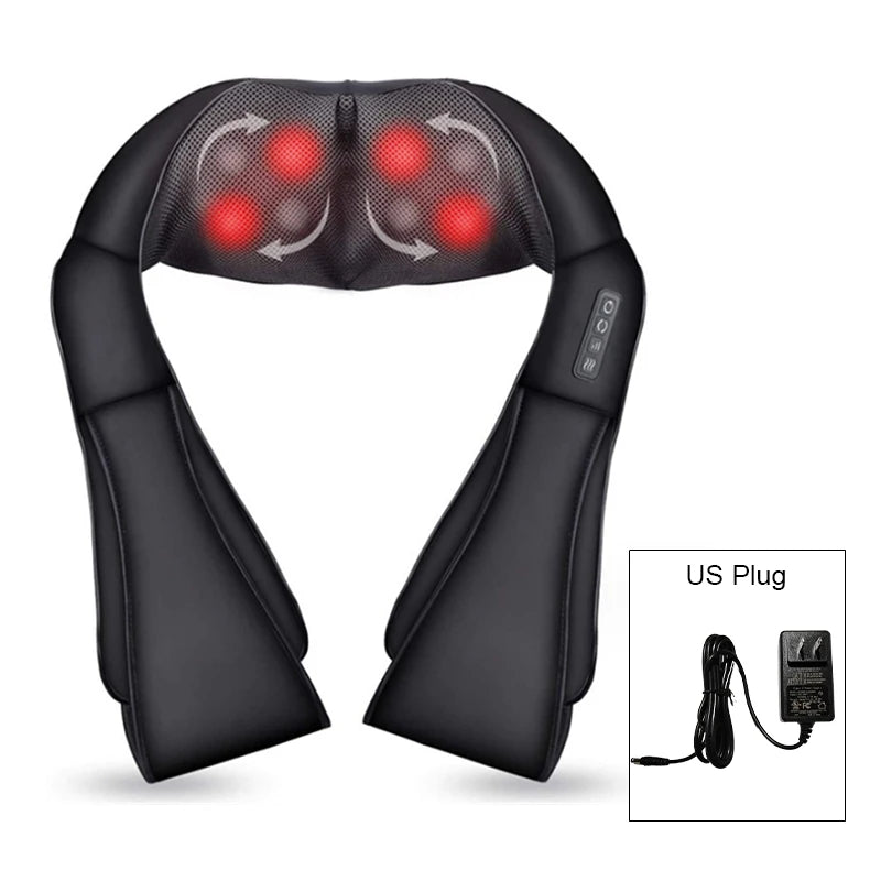 Shiatsu Heated Neck & Shoulder Massager Pillow – Deep Kneading Electric Body Massage