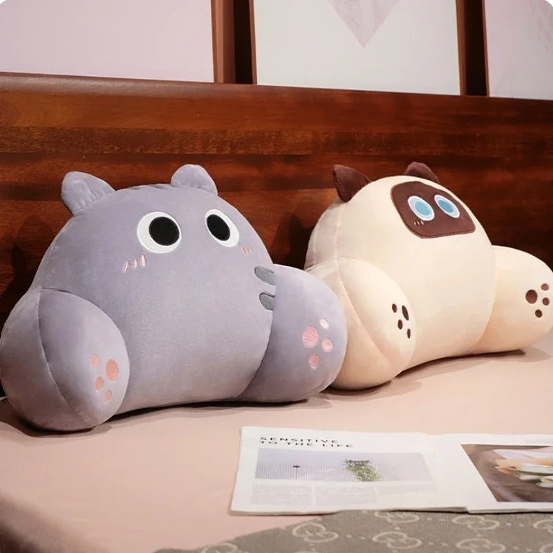 Thickened Cat Back Cushion Siamese Calico Cat Sofa Bed Chair Lumbar Support Cushion Comfortable Throw Pillow Home Decor Girl