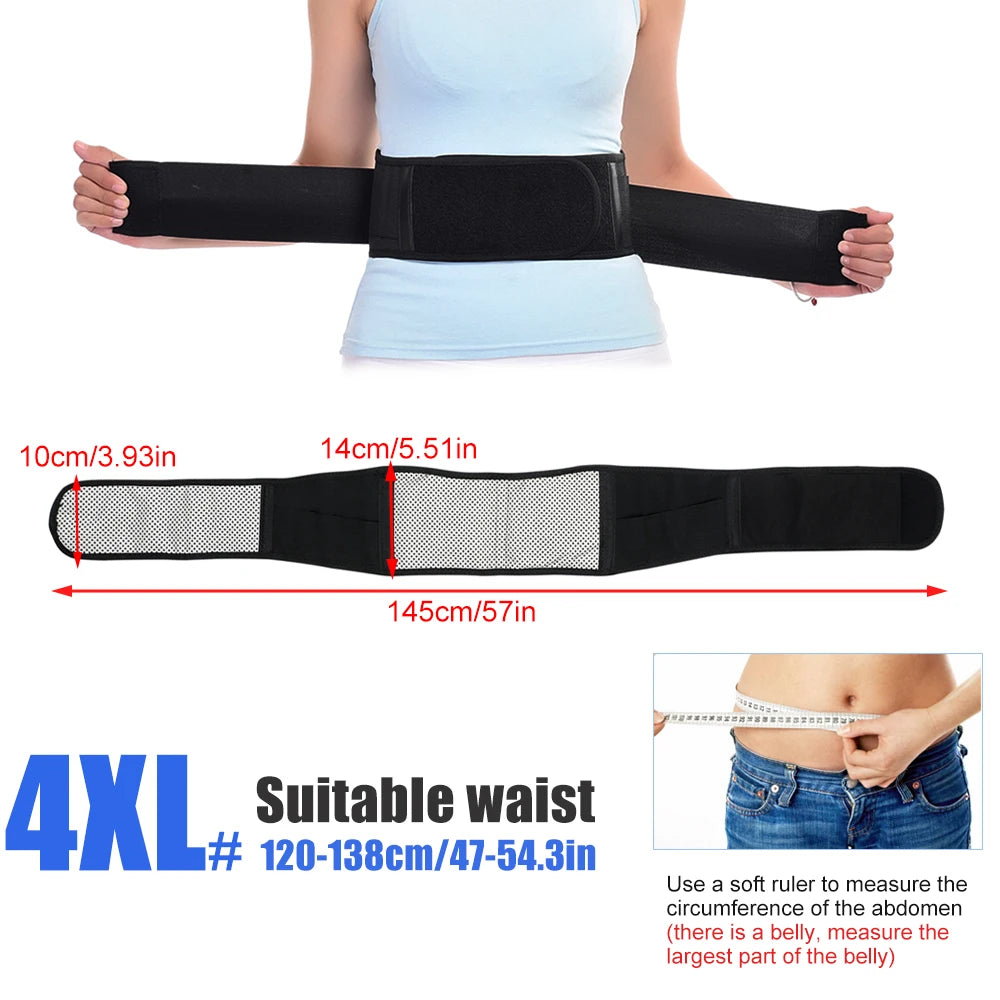 Heating Back Brace for Lower Back Pain Relief – Adjustable Magnetic Therapy Lumbar Support Belt - Heated Waist Wrap for Sciatica