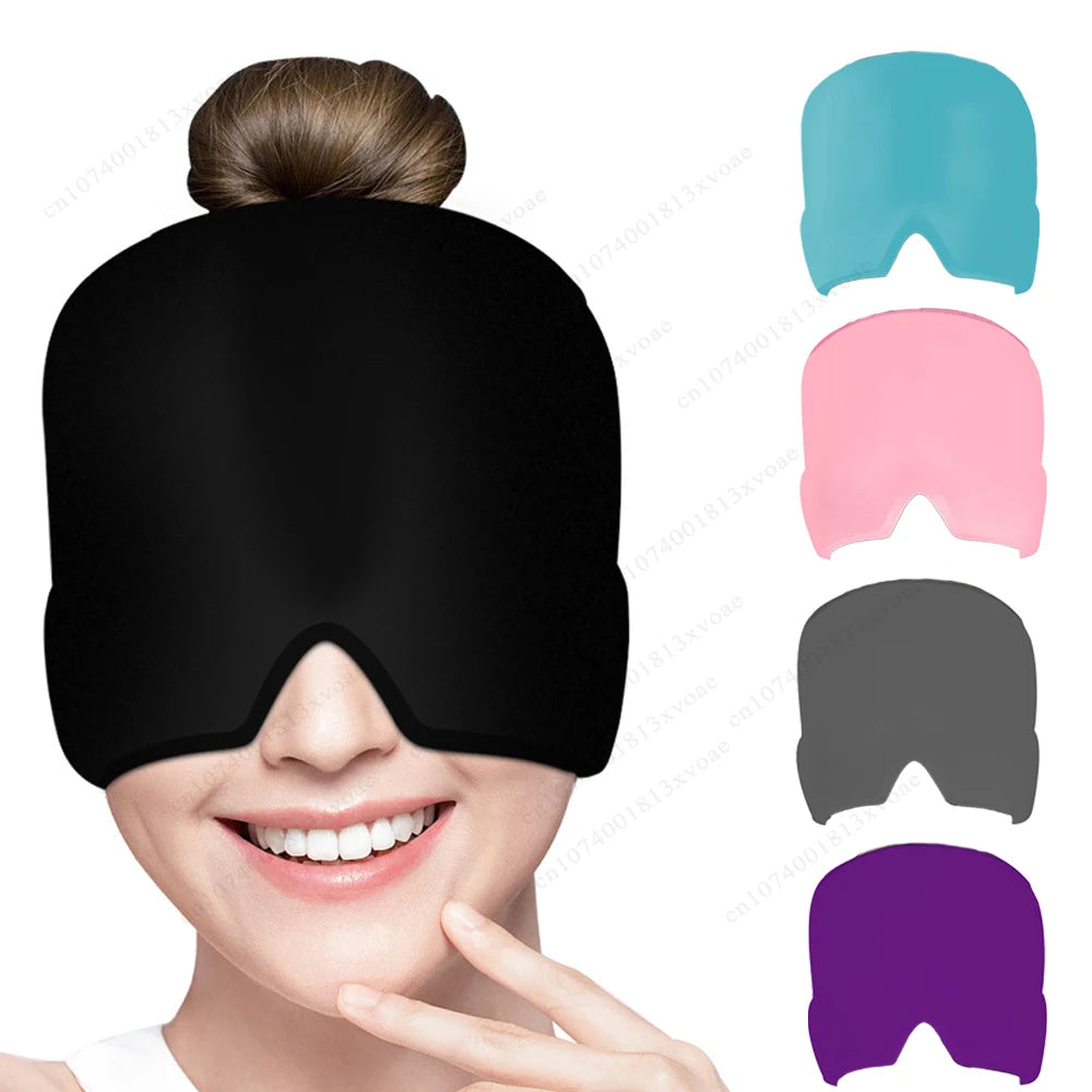 Headache & Migraine Relief Ice Hat – Gel Cold Compress Therapy Cap with Eye Mask for Pressure Pain Relief