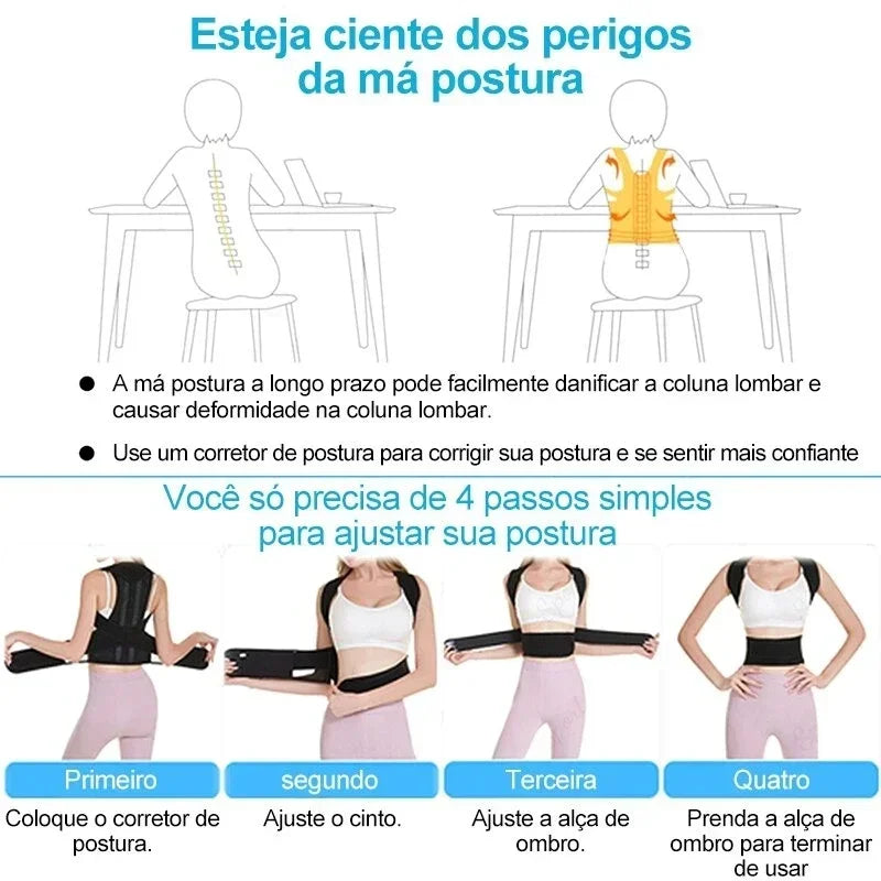 Reinforced Lumbar Posture Corrector Vest – Full Back & Shoulder Alignment Brace