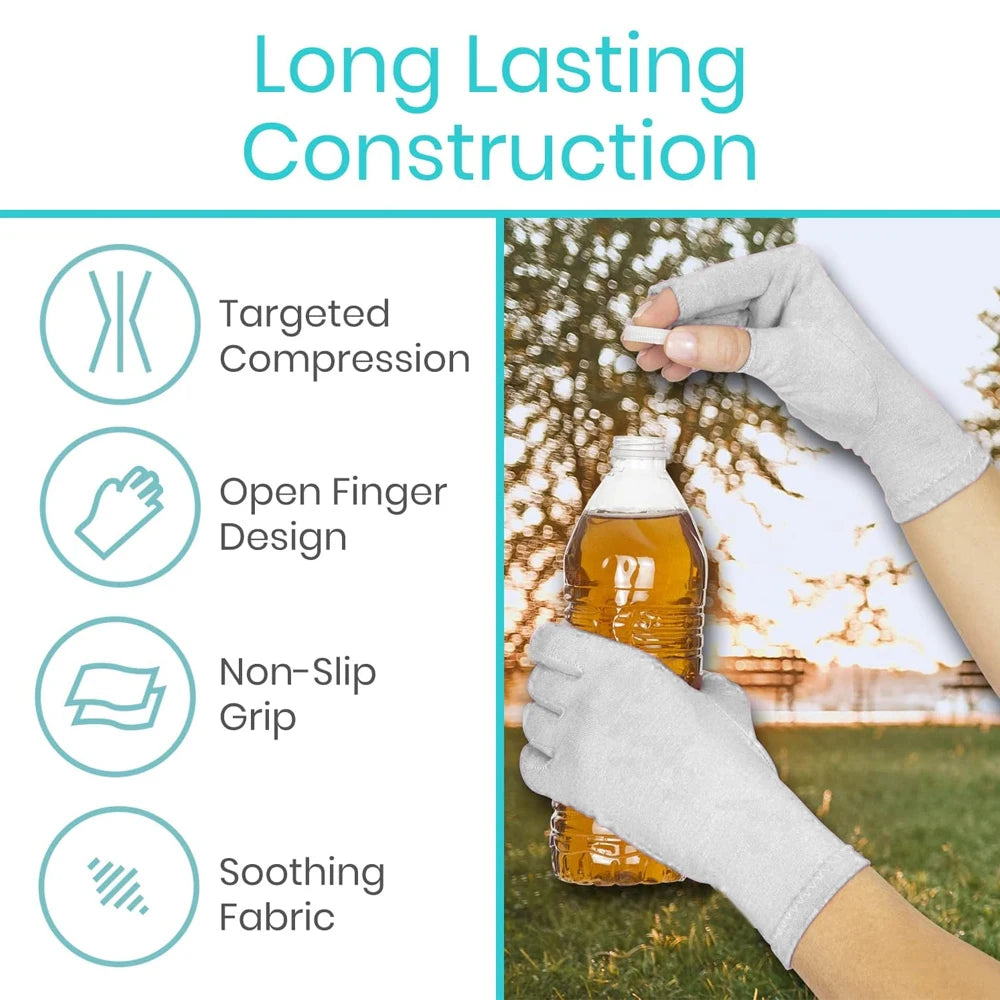 Bamboo Arthritis Compression Gloves – Fingerless Hand Support for Men & Women
