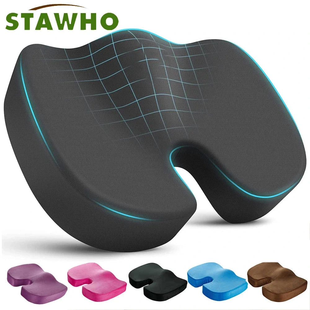 HEALTENCE Memory Foam Coccyx Seat Cushion – U-Shaped Ergonomic Support
