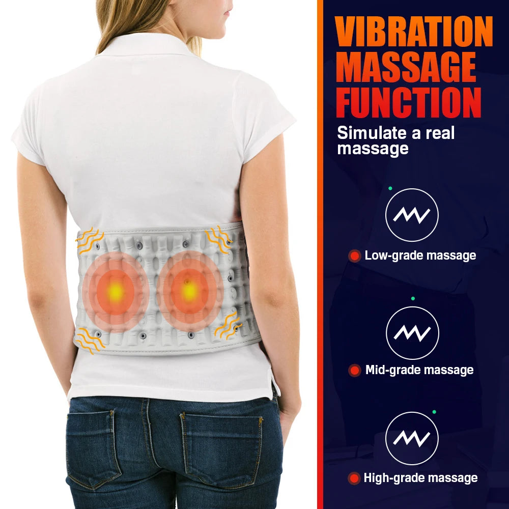 Inflatable Decompression Belt with Rechargeable Battery Inflatable Lumbar Traction Device Heating Waist Massage Back Pain Relief