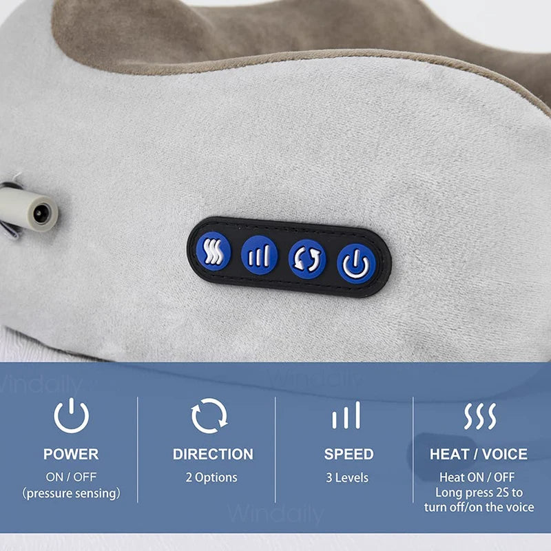 HEALTENCE 3D Shiatsu Neck Massager – U-Shaped Vibrating Pillow