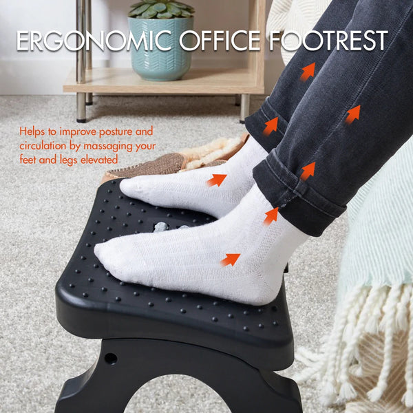 Ergonomic Under Desk Footrest with Massage Rollers – Active Foot Pain Relief