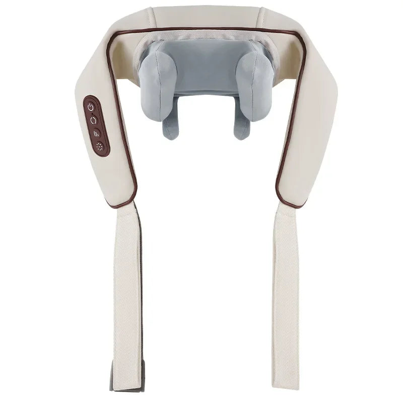 Heated Trapezius Neck & Shoulder Massager Shawl – Cordless 6-Head Shiatsu Kneading Wrap