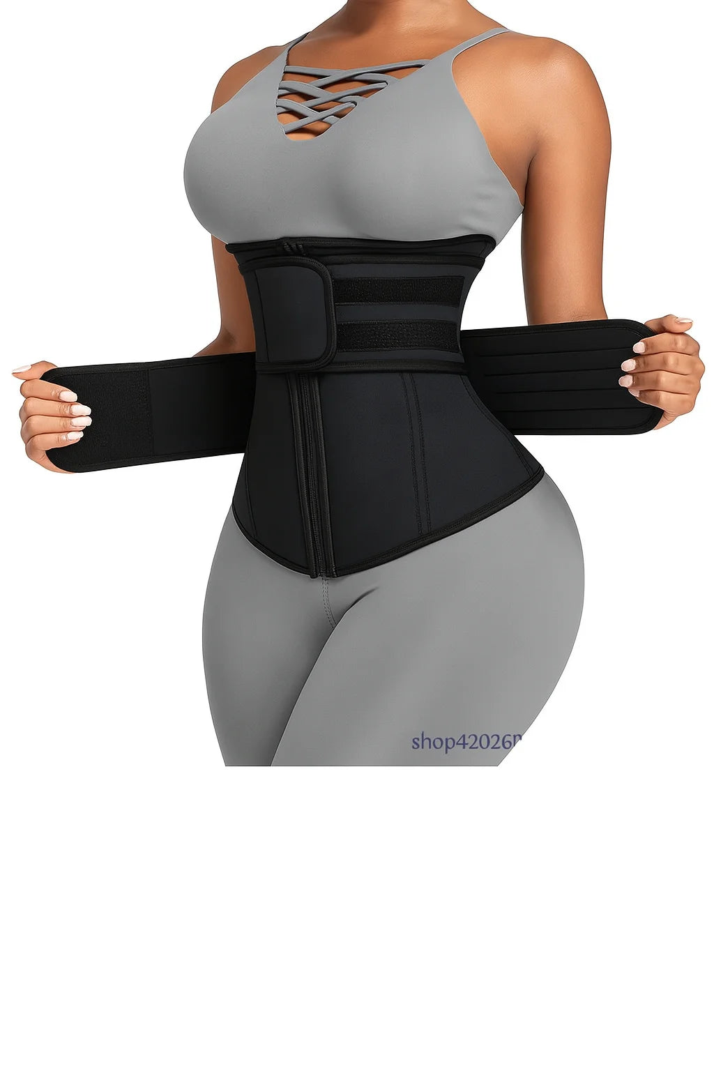 Adjustable Neoprene Waist Trainer for Women – Double Belt Corset with Zipper for Tummy Control & Back Support