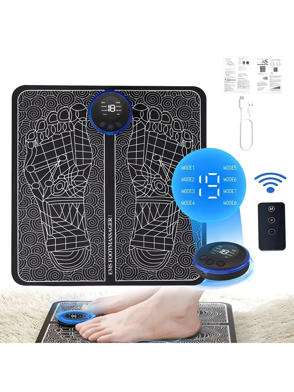 EMS Foot Massager Rechargeable Pad – Electric Foot Massage Tool for Blood Circulation & Relaxation