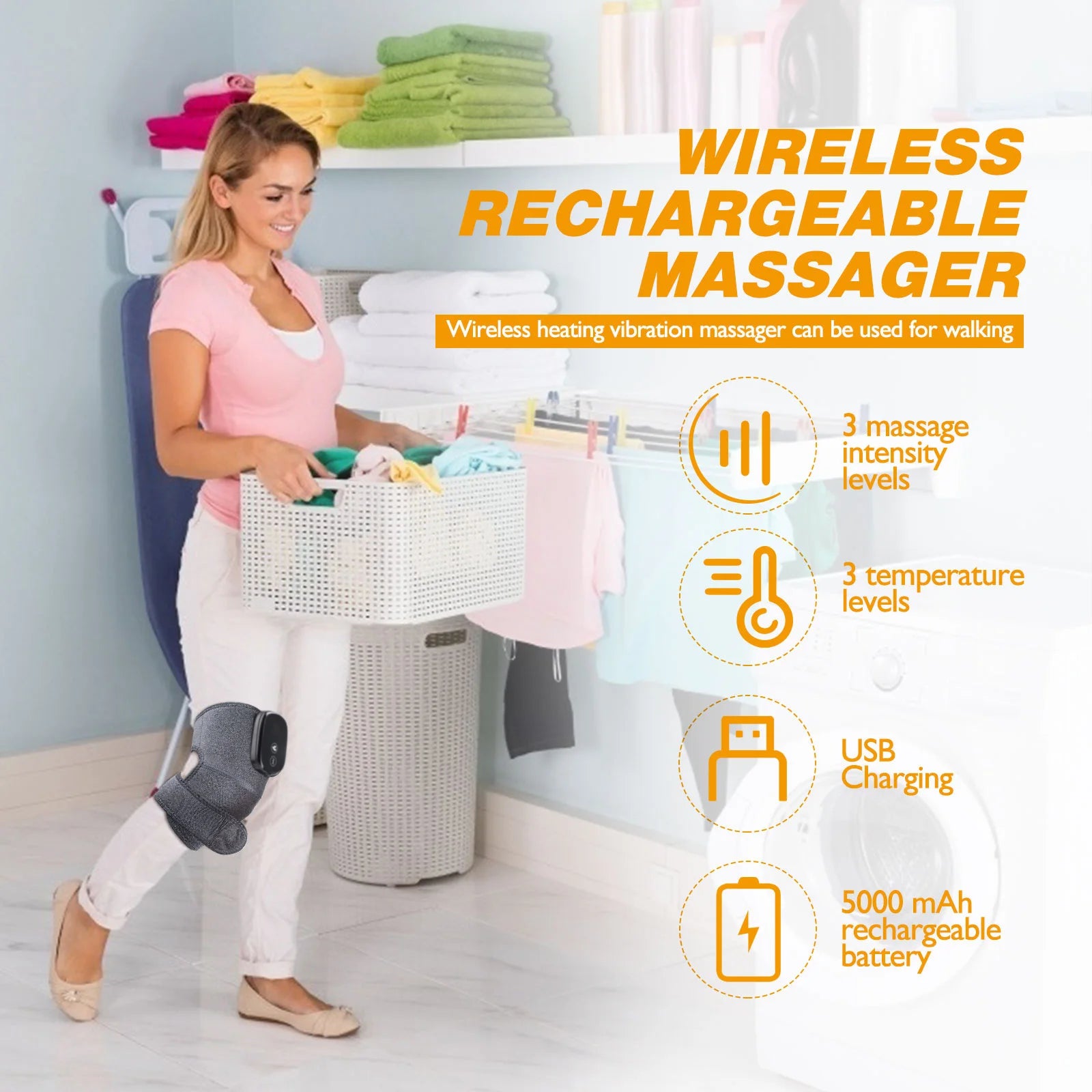 Electric Knee Pad Massager – Fast Heating Vibration with 5000mAh Battery for Knee, Shoulder & Elbow Joint Relief