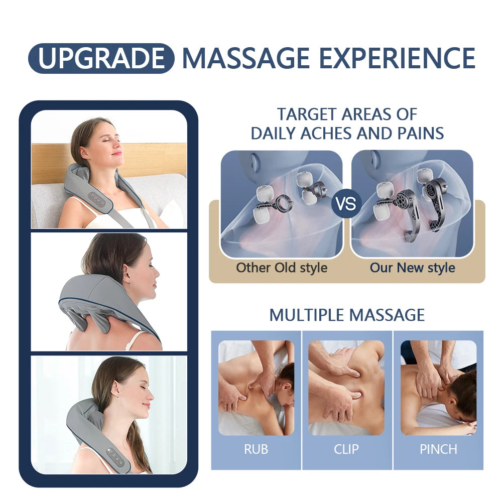 Foreverlily 26W Wireless Neck & Shoulder Kneading Massager Shawl – Trapezius & Cervical Relief