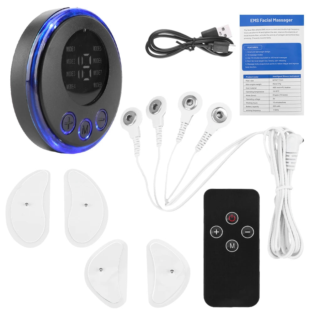 EMS Facial Massager Current Muscle Stimulator 8 Modes 19 Levels Facial Lifting Device Face Tightening Tool for Neck Face