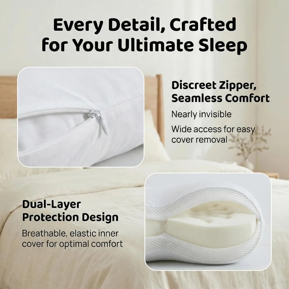Ergonomic Memory Foam Cloud Pillow – Adjustable Loft Cervical Neck Pain Relief for All Sleepers