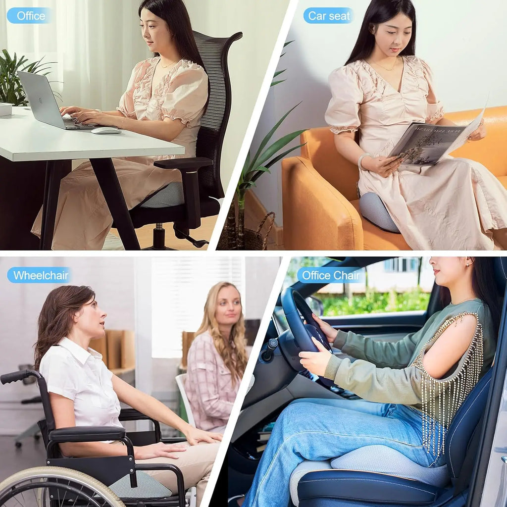 Large Memory Foam Seat Cushion – Sciatica & Tailbone Pain Relief, Non-Slip