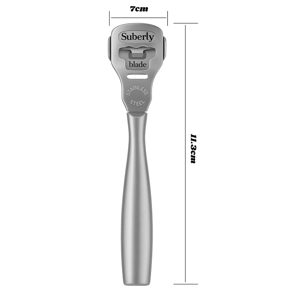 Foot Razor Callus Remover Kit – Stainless Steel Heel & Hard Skin Corn Shaver with Wood Handle & 10 Blades