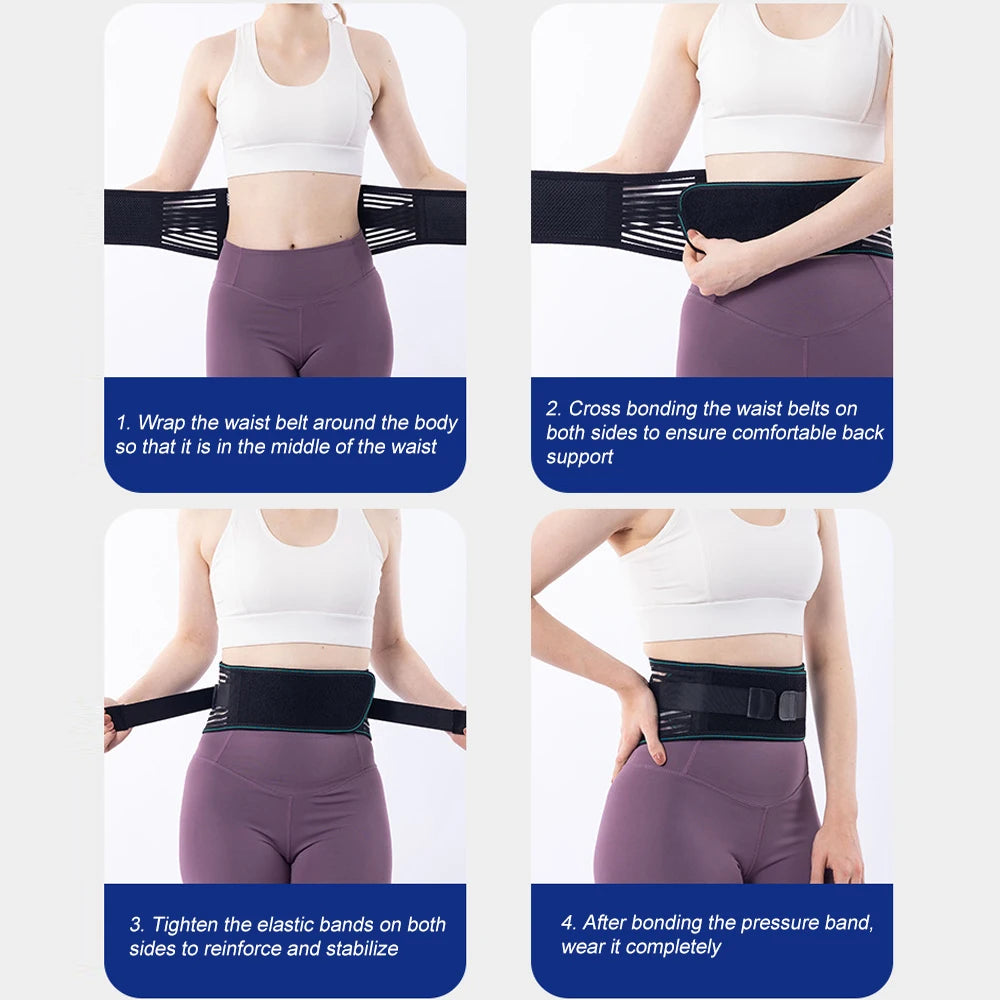 Lower Back Brace for Pain Relief – Adjustable Lumbar Support Belt with 4 Steel Stays for Sciatica