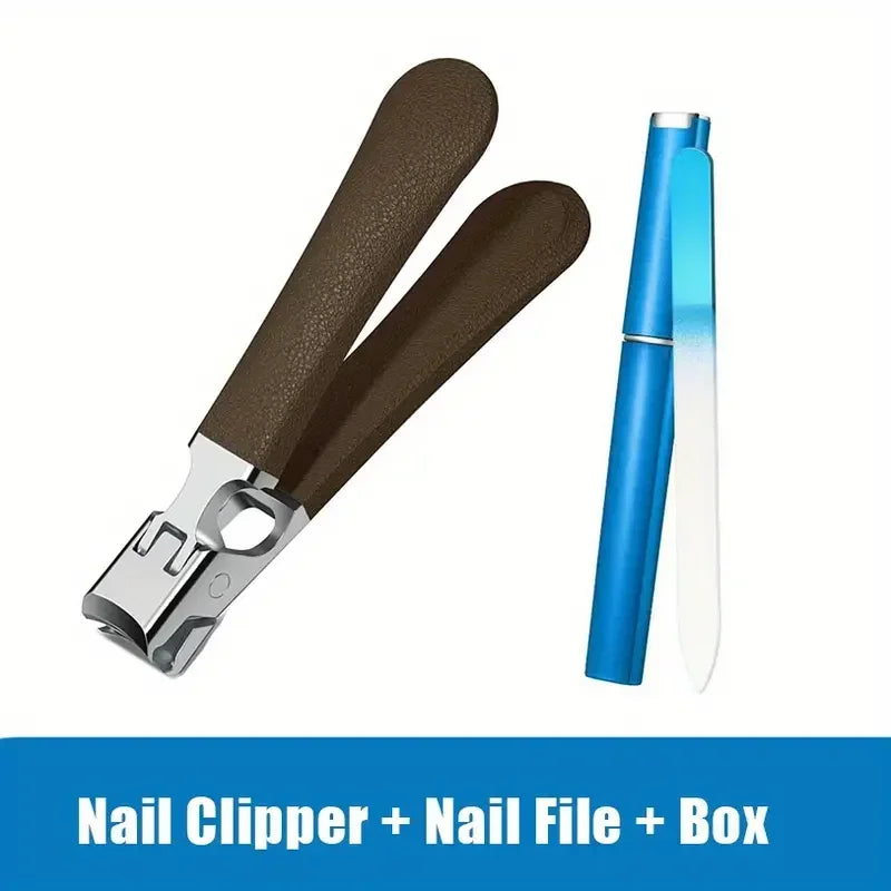 Professional Stainless Steel Nail Clippers Set for Thick Nails Anti-Splash Sharp Trimmer Nail Pedicure Manicure Tools for Men