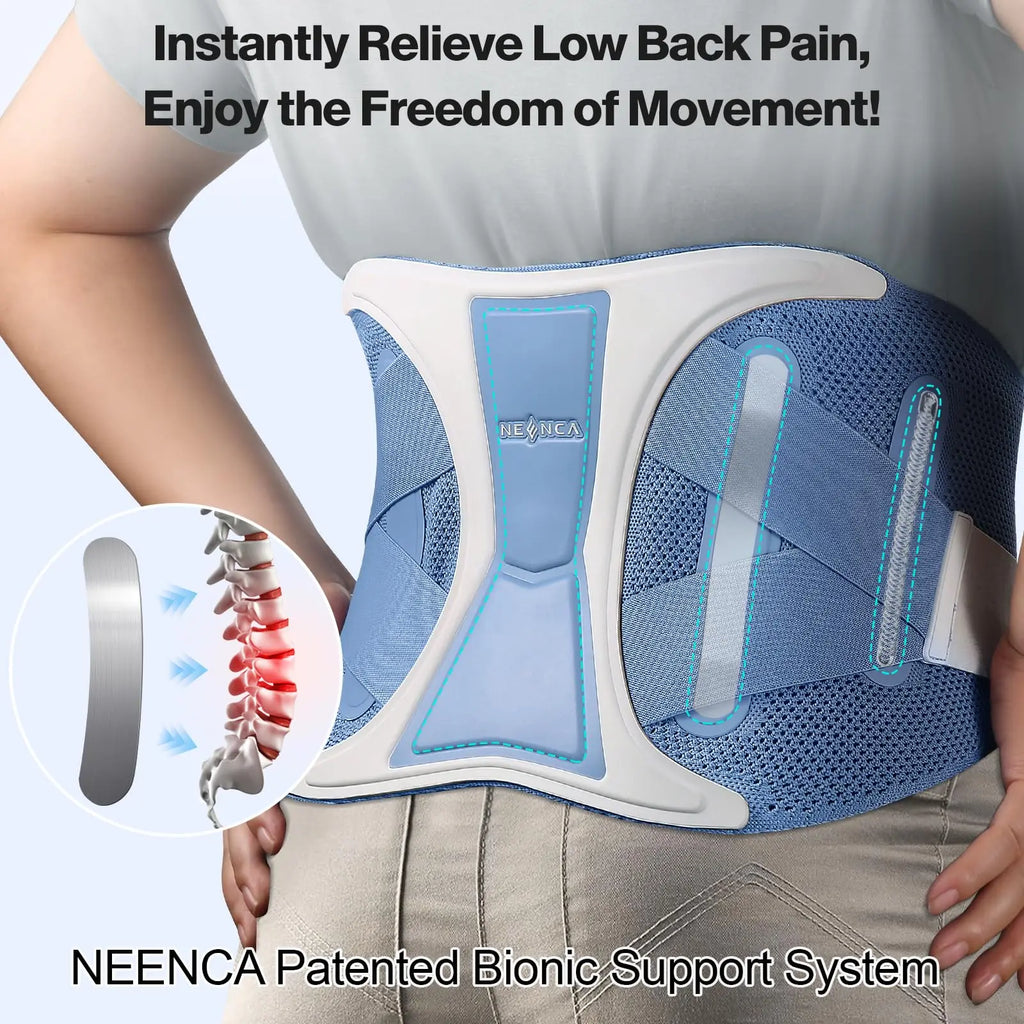 NEENCA Back Support Brace Adjustable Lumbar Support Belt Waist Wrap for Lower Back Pain Relief, Injuries, Sciatica, Scoliosis