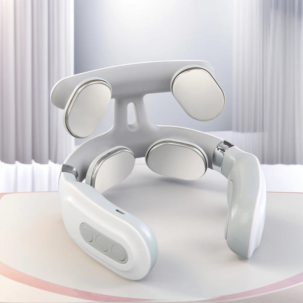 4 Head Electric Back Massage Instrument USB Rechargeable Vibration Massage Instrument Heating for Cervical Spine Body Massage