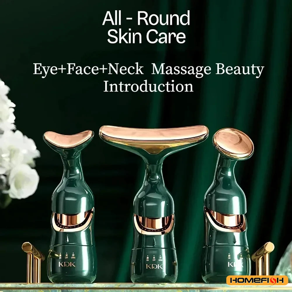 HOMEFISH 3-in-1 Facial Lifting Device – EMS Neck, Eye & Face Slimmer Skin Tightening Massager