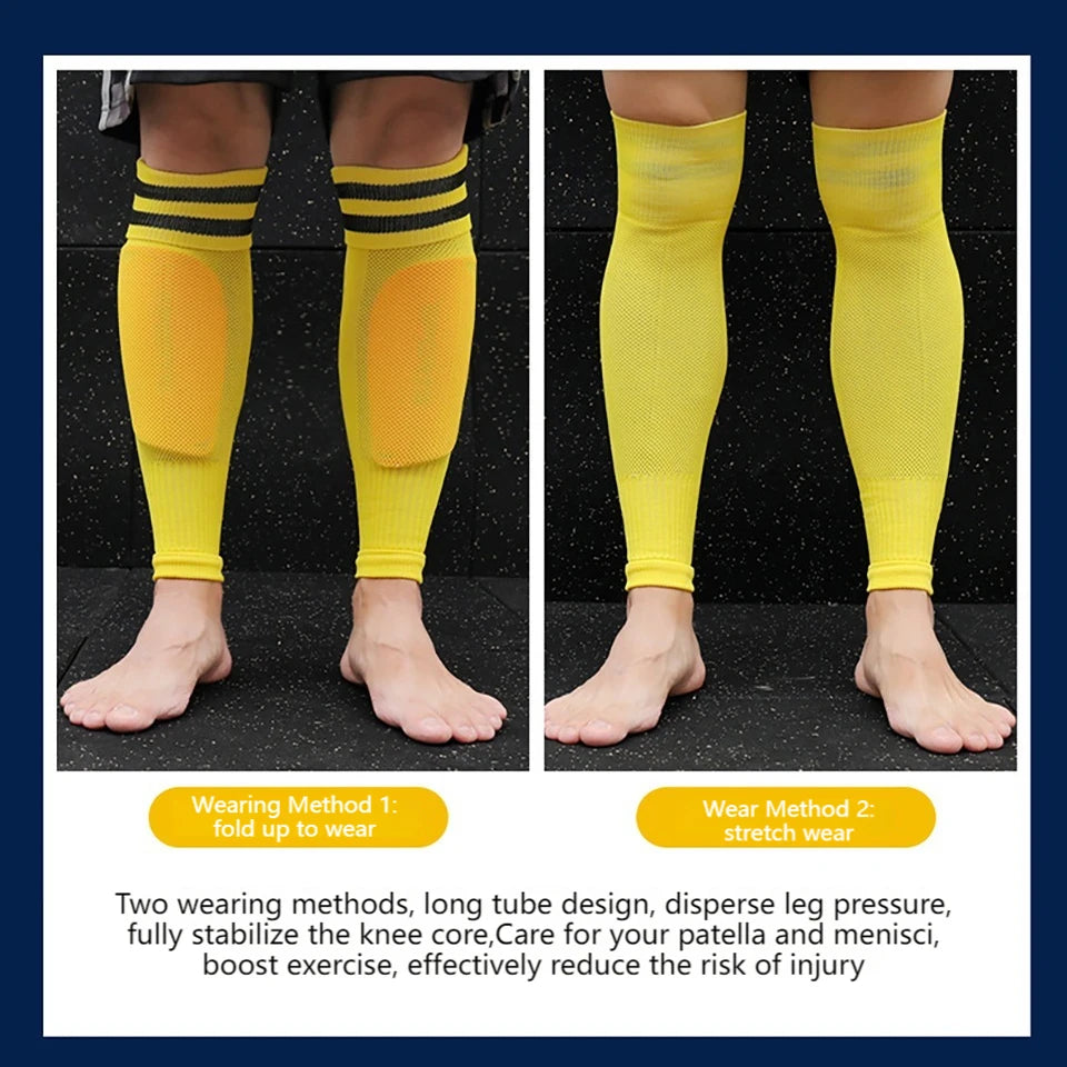 Football Calf Sleeve Socks – Breathable Knee Protection Soccer Leg Warmers & Shin Guard for Adults