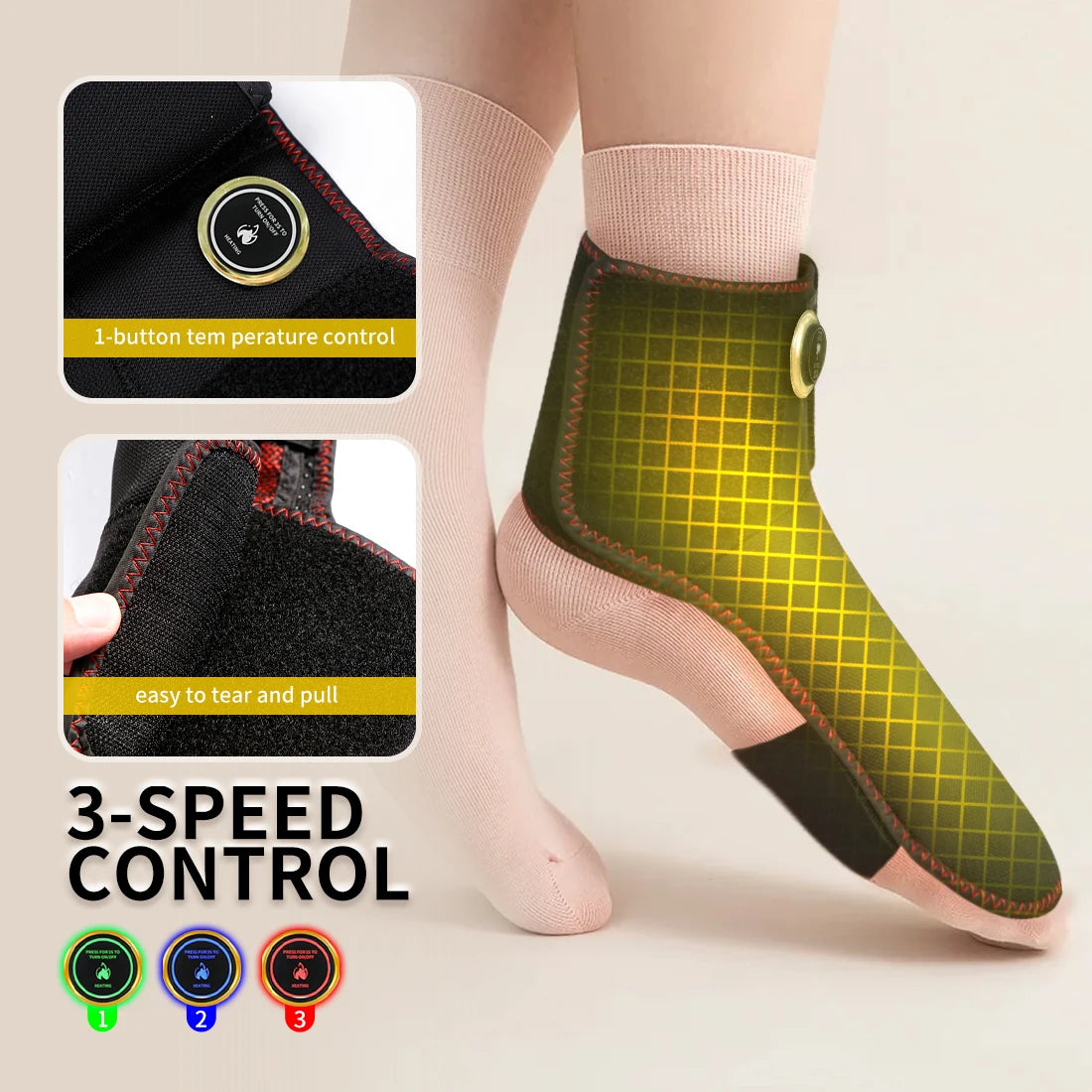 Wireless Ankle Heating Pad – Electric Vibration Massage Heated Wrist & Ankle Brace Wrap