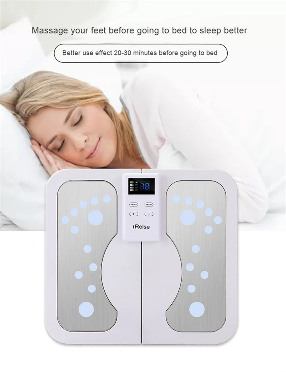 EMS TENS Foot Massager Electric Stimulator for Circulation Feet Legs Heating Pulse Muscle Massage Device