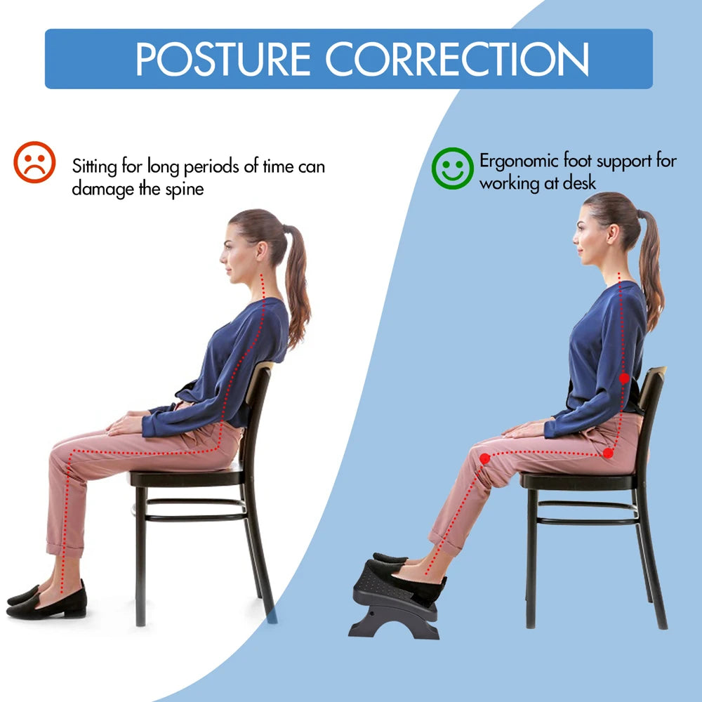 Ergonomic Under Desk Footrest with Massage Rollers – Active Foot Pain Relief