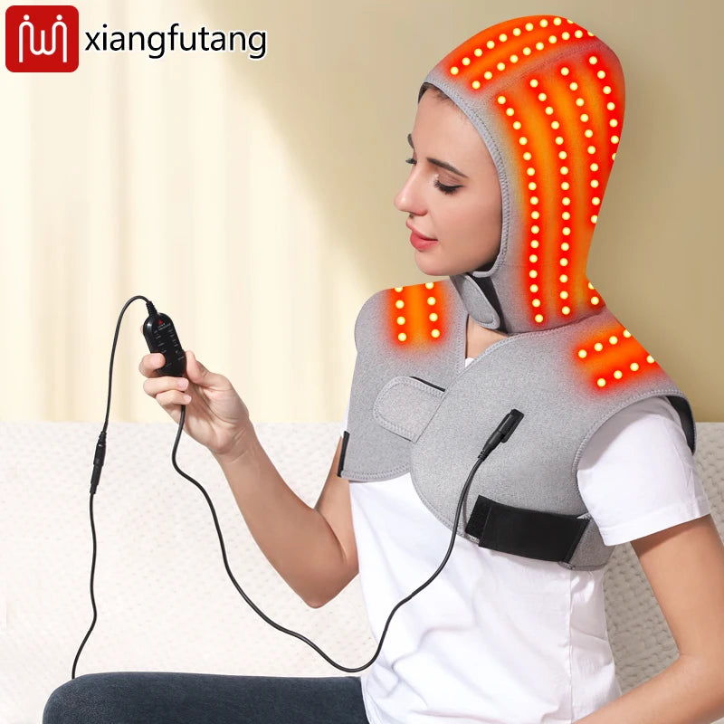 Red Light Therapy Hooded Shawl – 3-Gear Heat & Massage